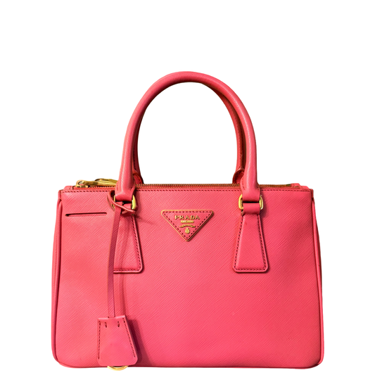 PRADA PINK SAFFIANO SMALL GALLERIA HANDBAG