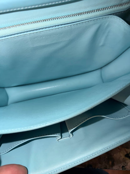 CÈLINE LIGHT BLUE SPAZZOLATO BOX CLASSIQUE SHOULDER BAG