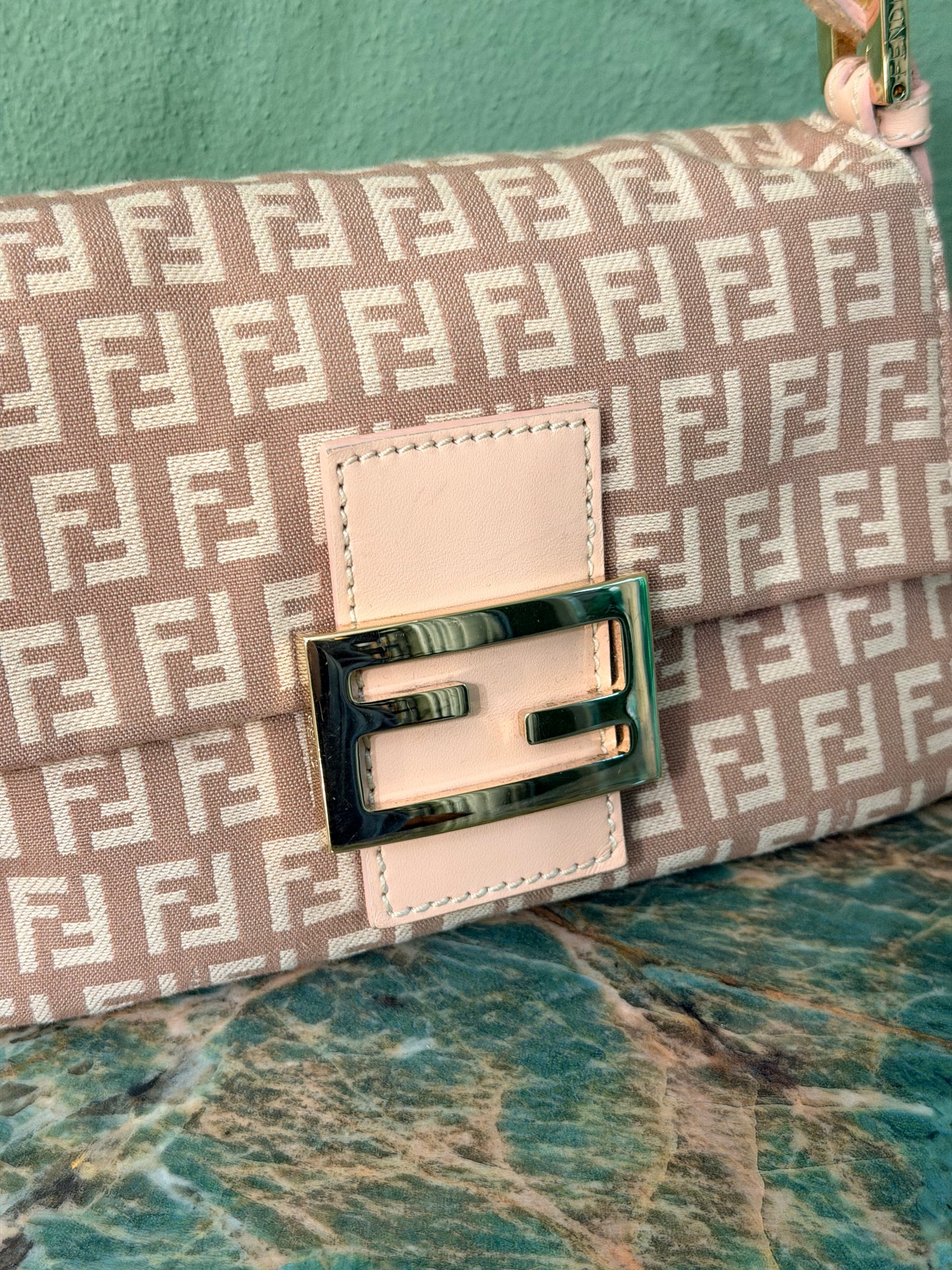 FENDI PINK ZUCCHINO MINI MAMA BAGUETTE SHOULDER BAG