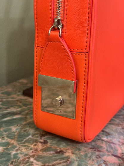 CELINE ORANGE SIDE LOCK DRAGONNE SHOULDER BAG