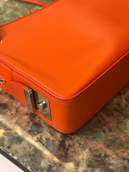 CELINE ORANGE SIDE LOCK DRAGONNE SHOULDER BAG