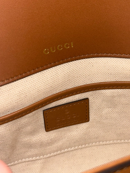 GUCCI TAN GG SUPREME SMALL SOFT HORSEBIT 1955 CROSSBODY BAG