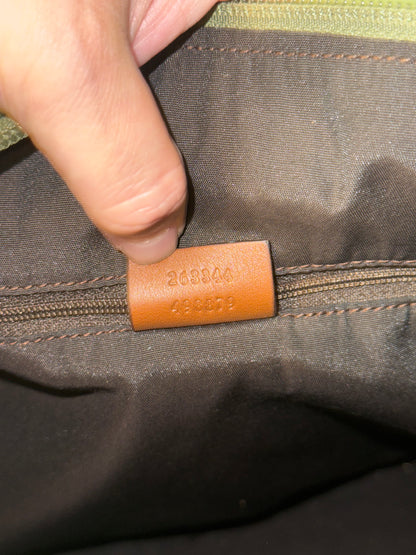 GUCCI ARMY GREEN MONOGRAM LARGE HOBO BAG