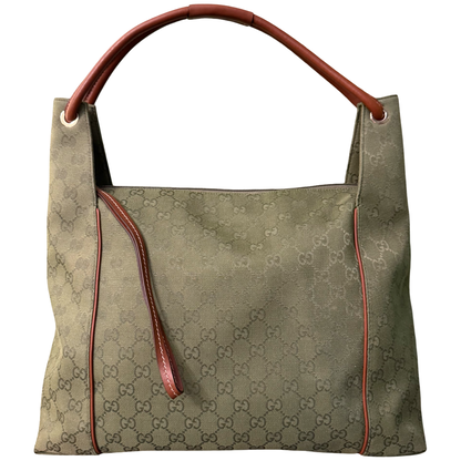 GUCCI ARMY GREEN MONOGRAM LARGE HOBO BAG