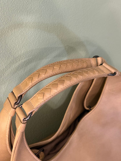 BOTTEGA VENETA DARK BEIGE LARGE CAMPANA SHOULDER BAG