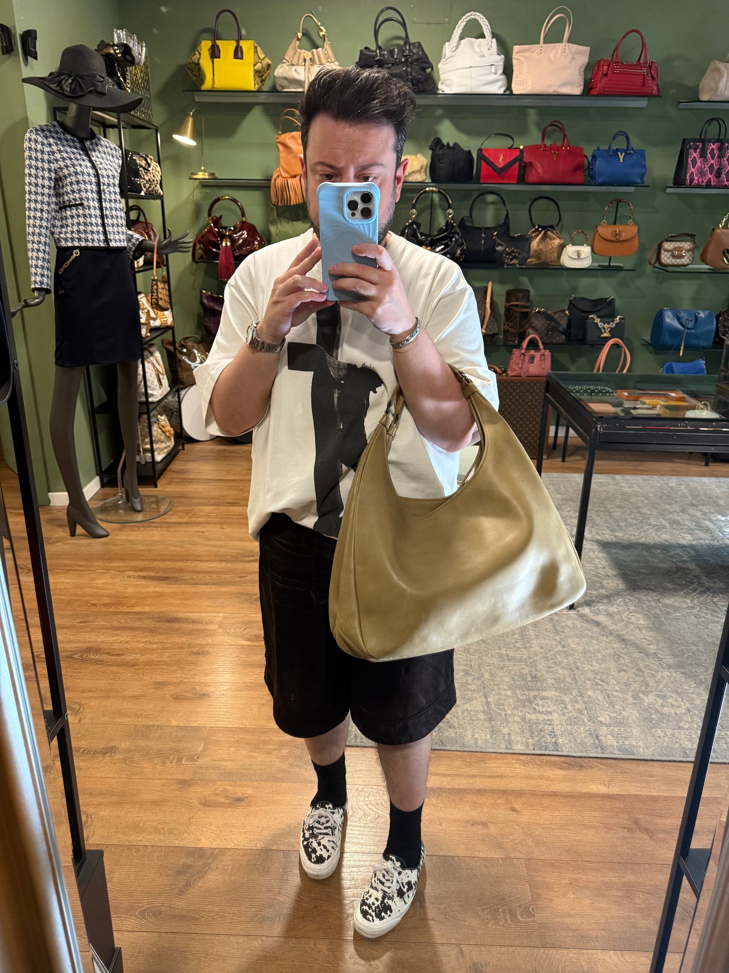 BOTTEGA VENETA DARK BEIGE LARGE CAMPANA SHOULDER BAG