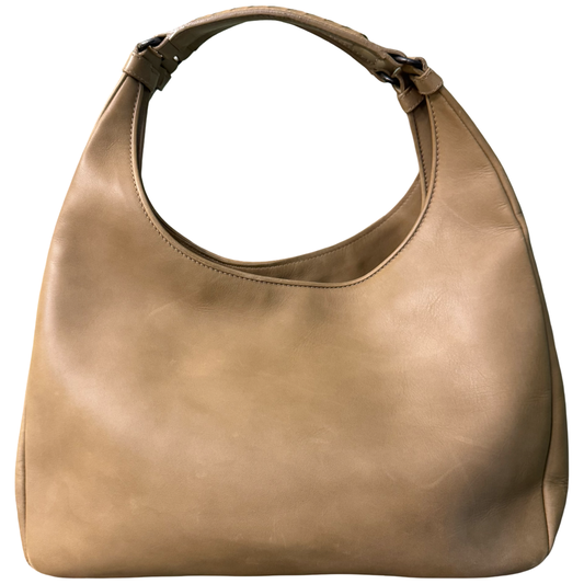 BOTTEGA VENETA DARK BEIGE LARGE CAMPANA SHOULDER BAG