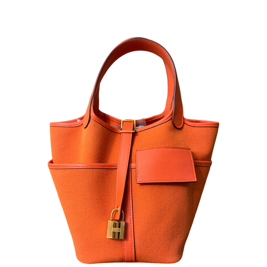 HERMÈS ORANGE PICOTIN CARGO 18 HANDBAG