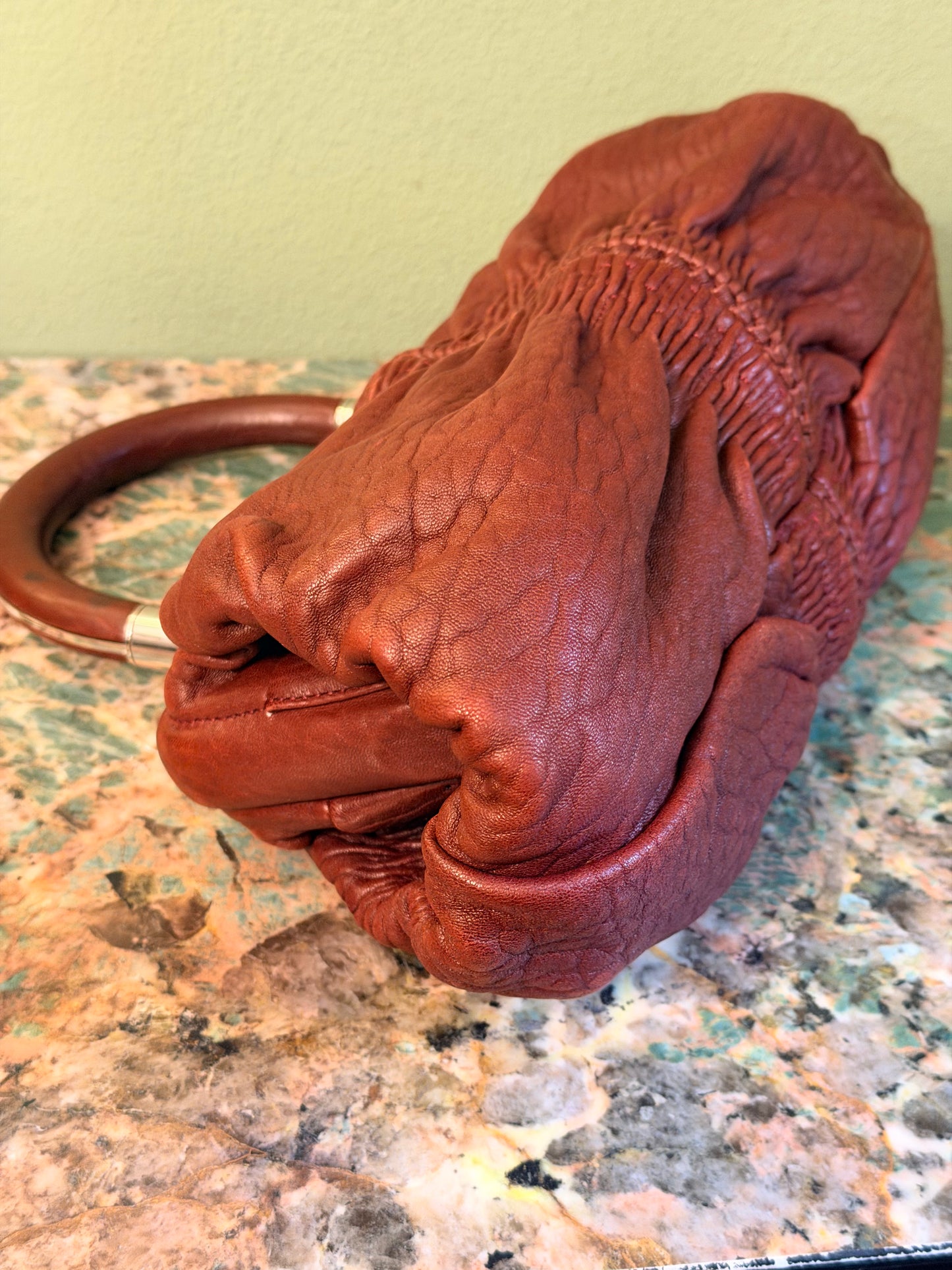 DIOR BURGUNDY KARENINA EAST WEST TOP HANDLE HANDBAG