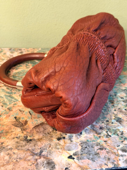 DIOR BURGUNDY KARENINA EAST WEST TOP HANDLE HANDBAG