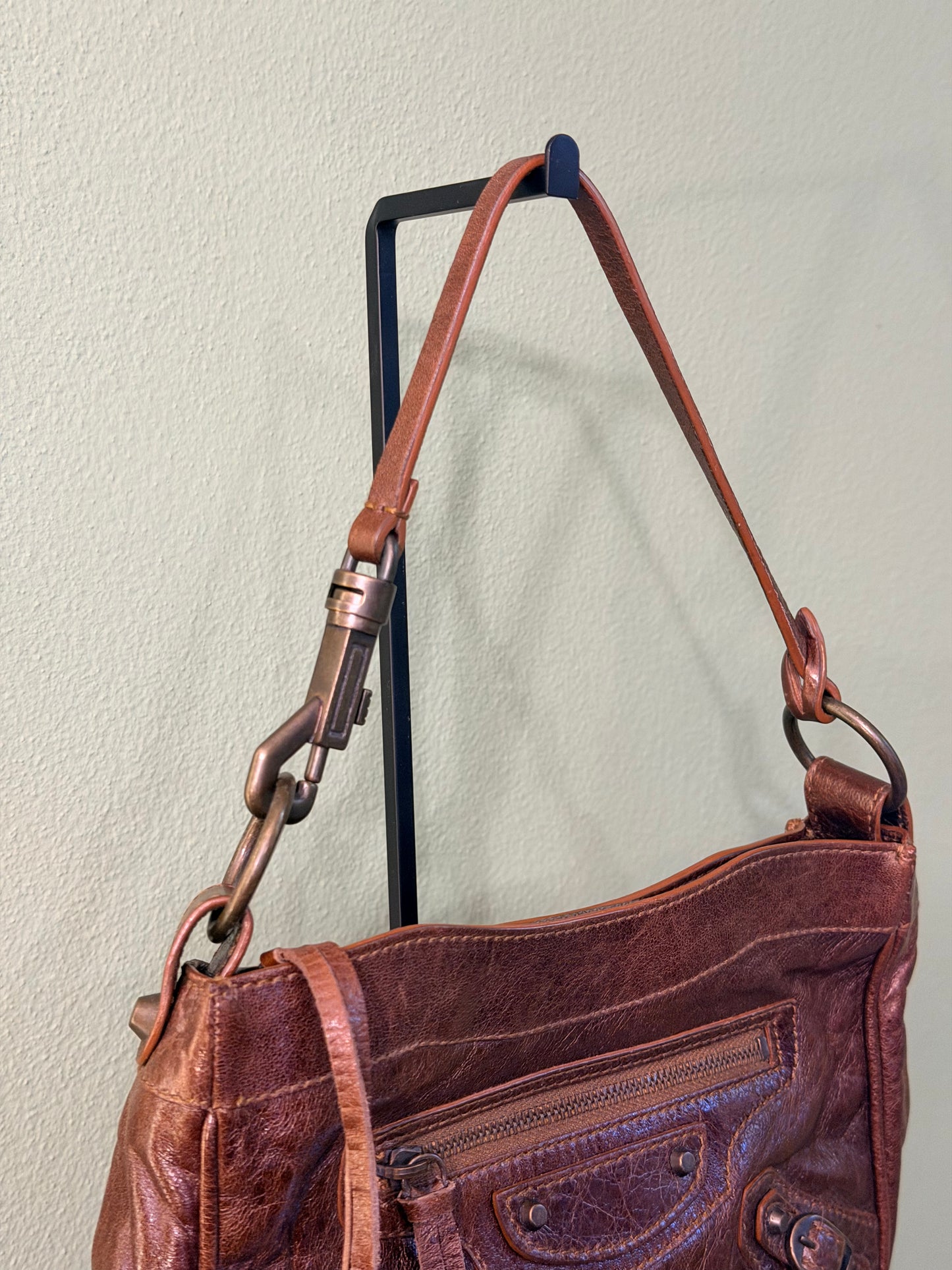 BALENCIAGA BROWN CITY POCHETTE