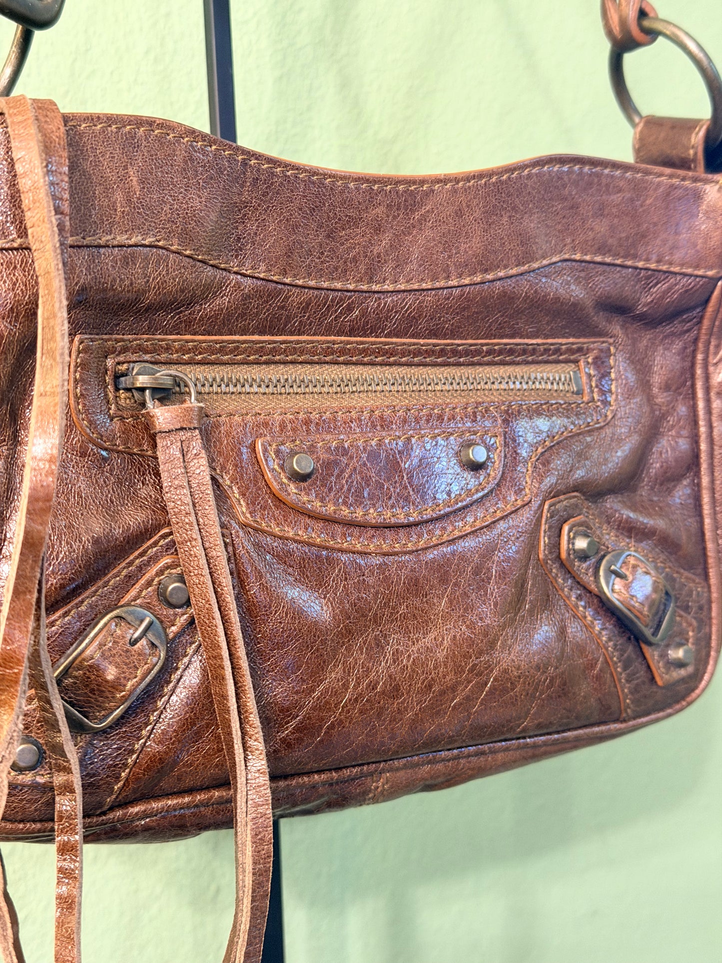 BALENCIAGA BROWN CITY POCHETTE