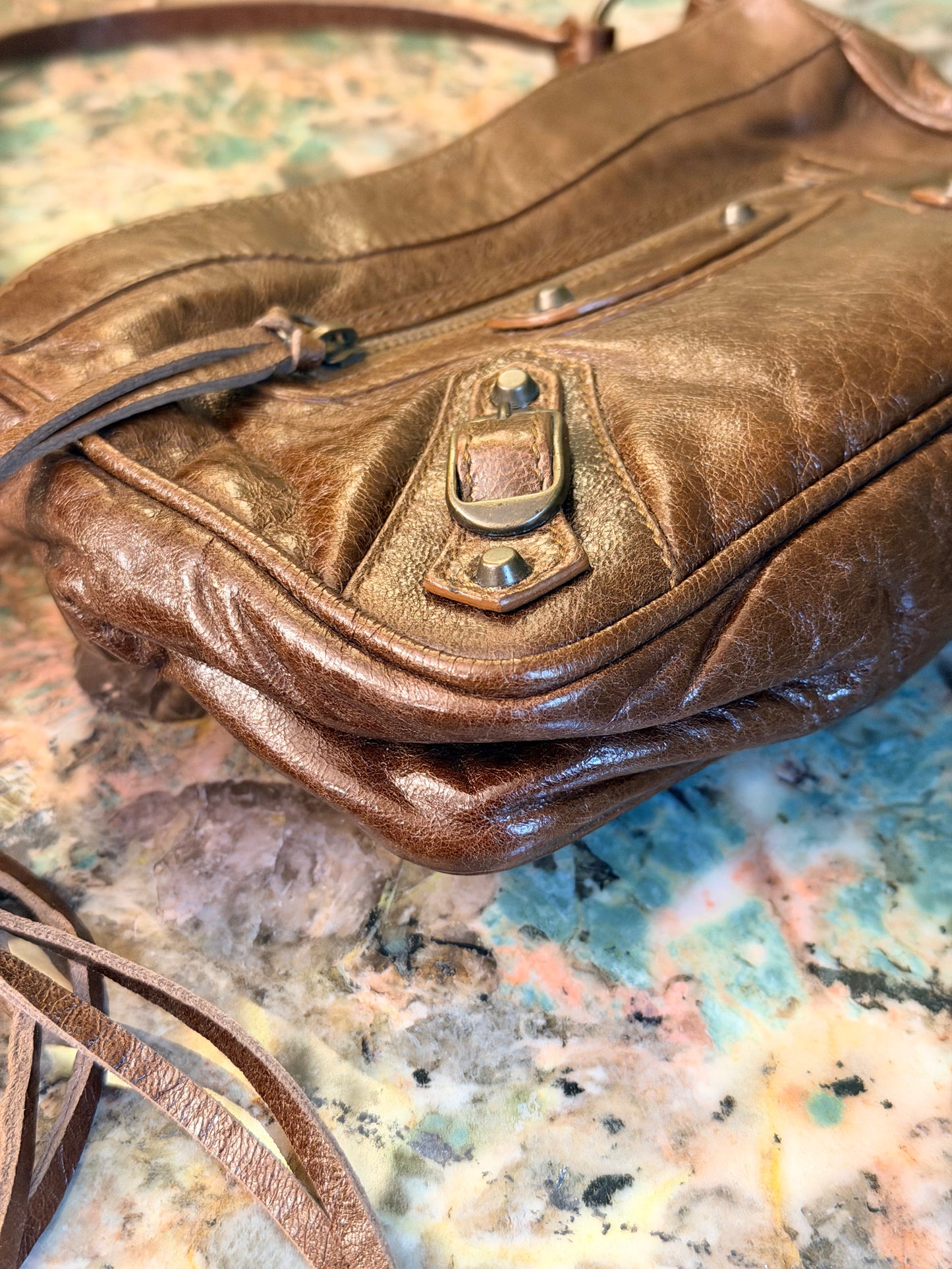 BALENCIAGA BROWN CITY POCHETTE