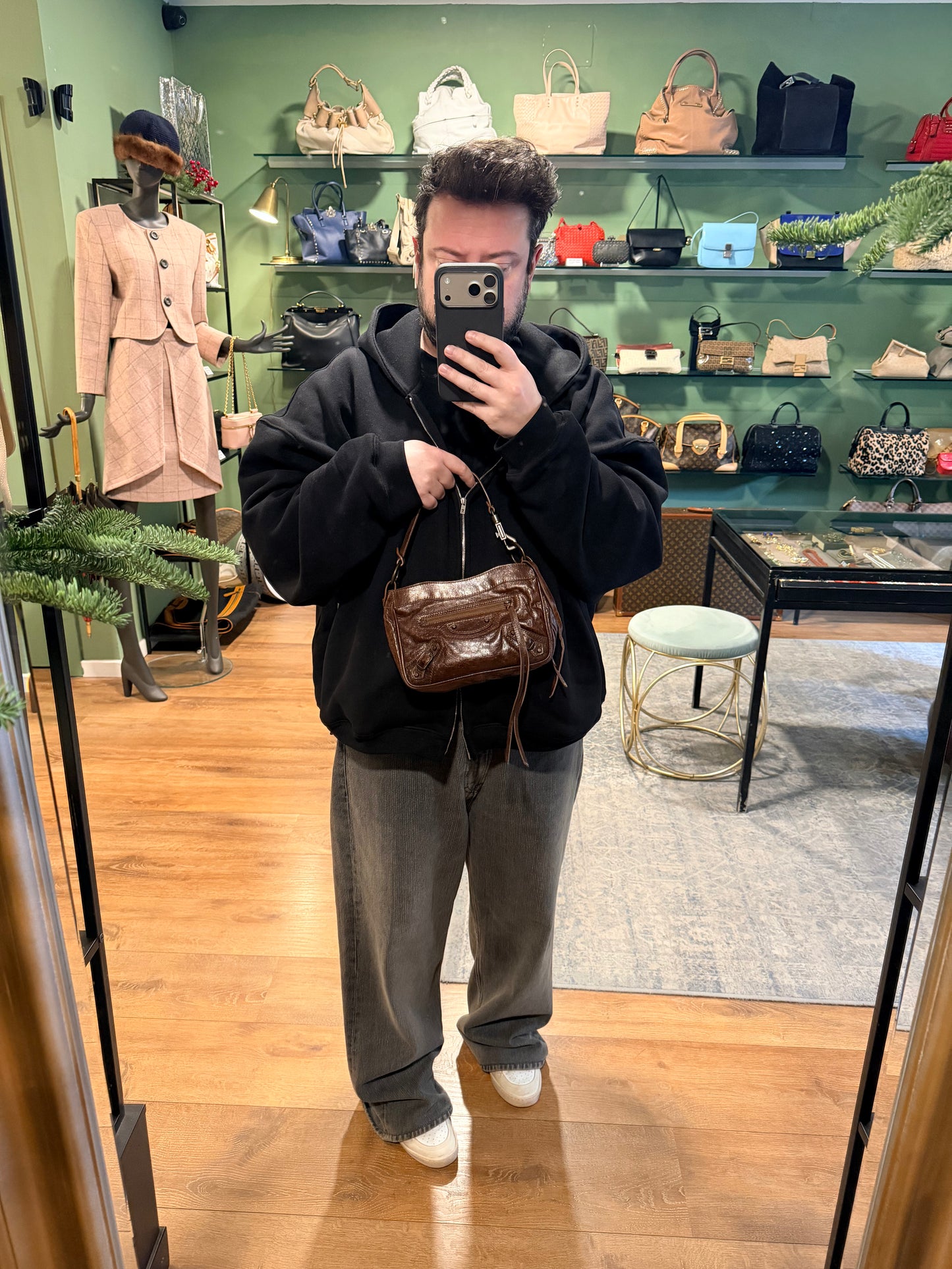 BALENCIAGA BROWN CITY POCHETTE