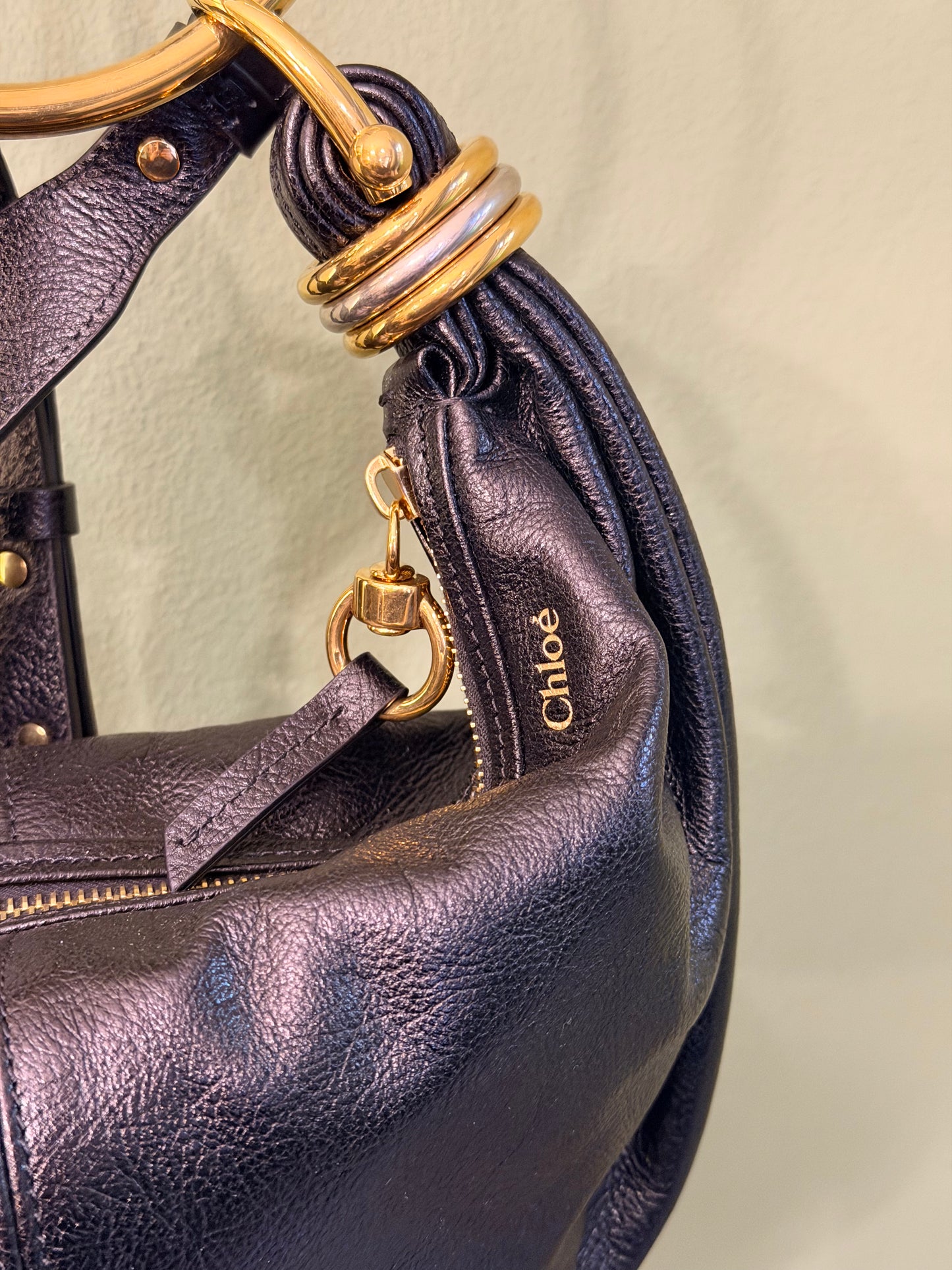 CHLOE BLACK SMALL BRACELET HOBO HANDBAG