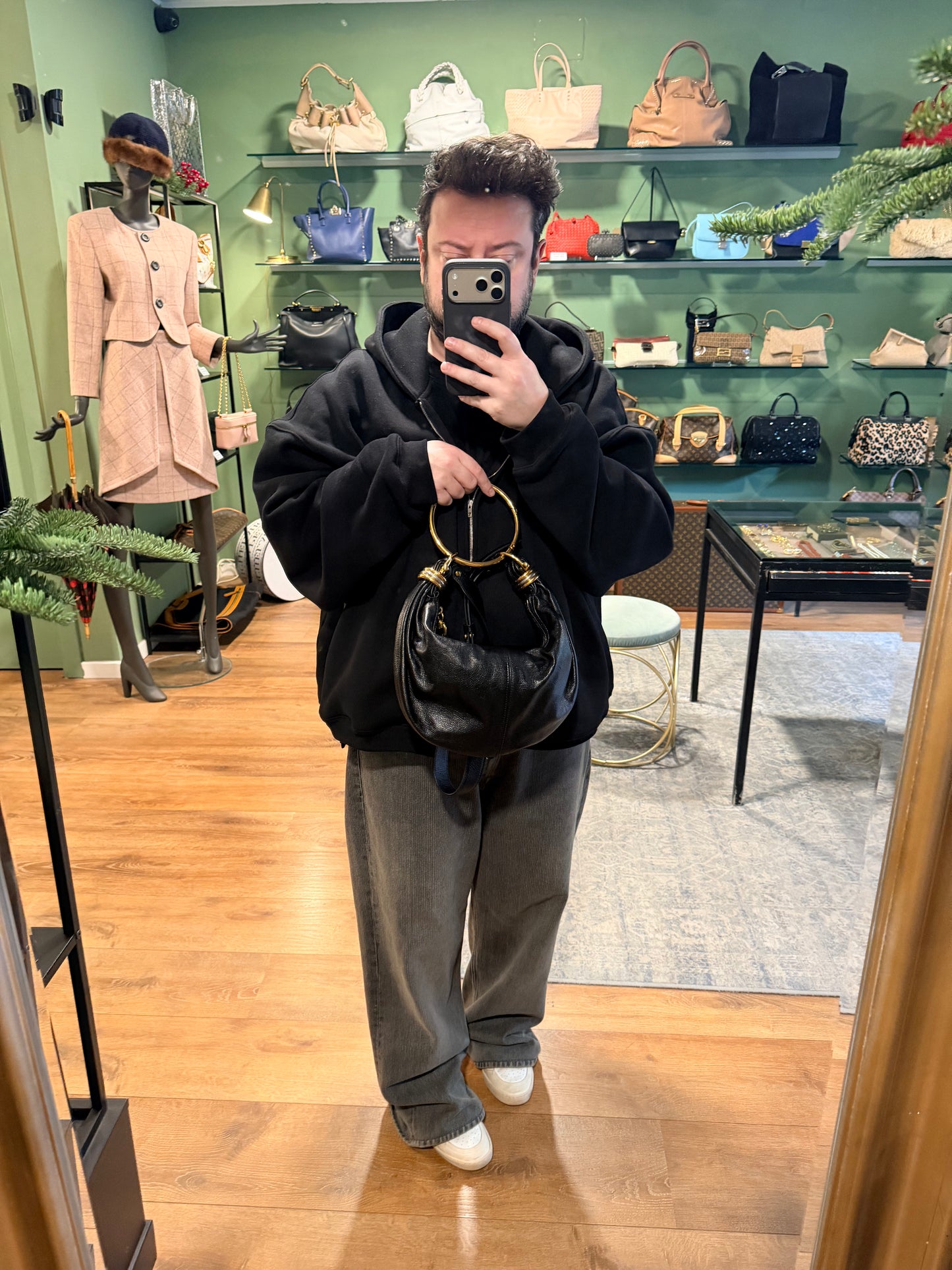 CHLOE BLACK SMALL BRACELET HOBO HANDBAG