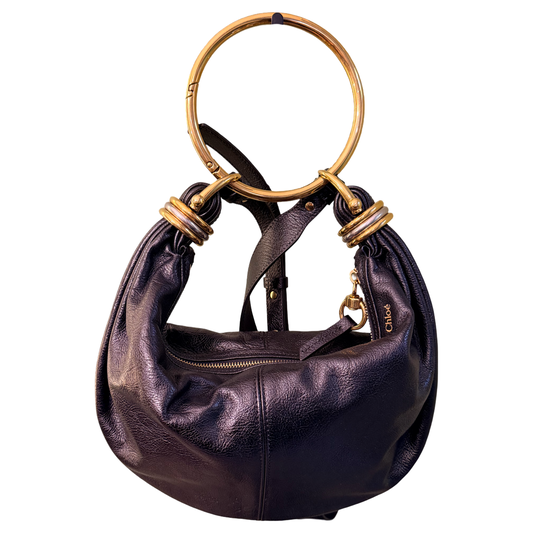 CHLOE BLACK SMALL BRACELET HOBO HANDBAG