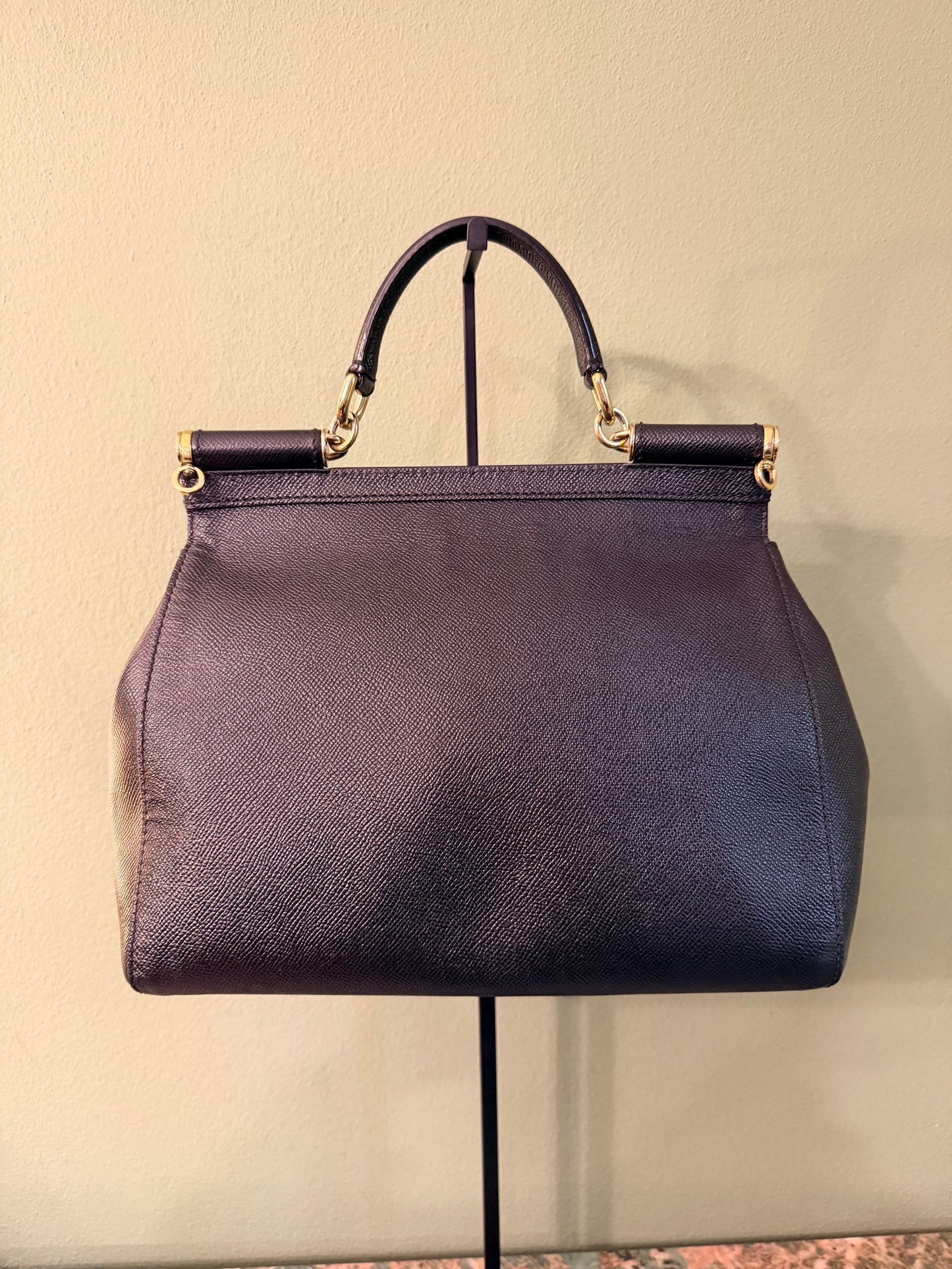 DOLCE & GABBANA BLACK MEDIUM SICILY HANDBAG