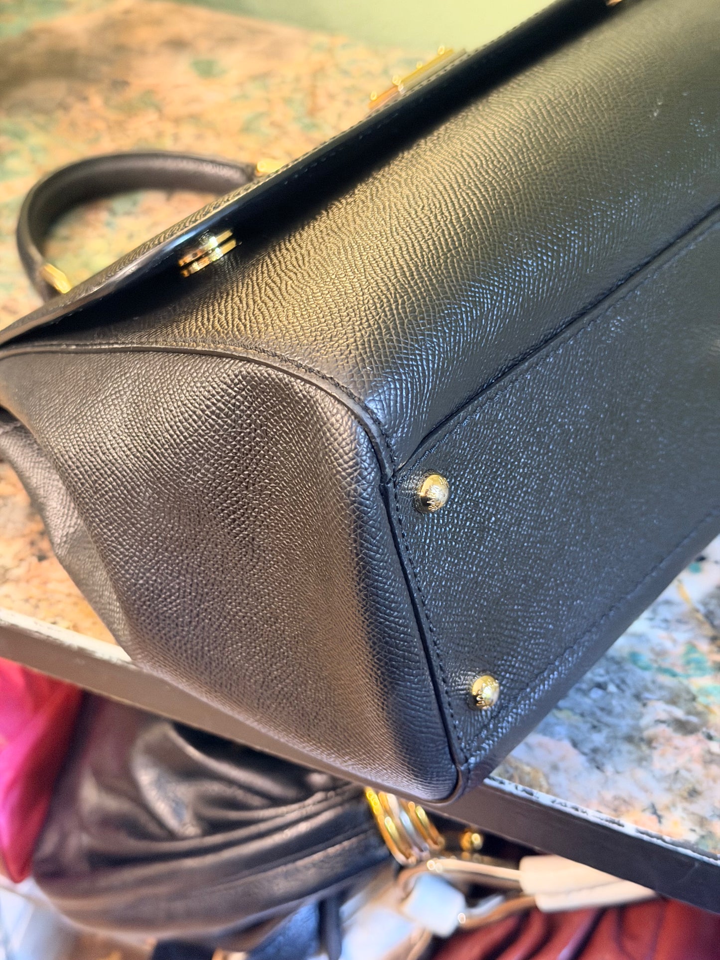 DOLCE & GABBANA BLACK MEDIUM SICILY HANDBAG