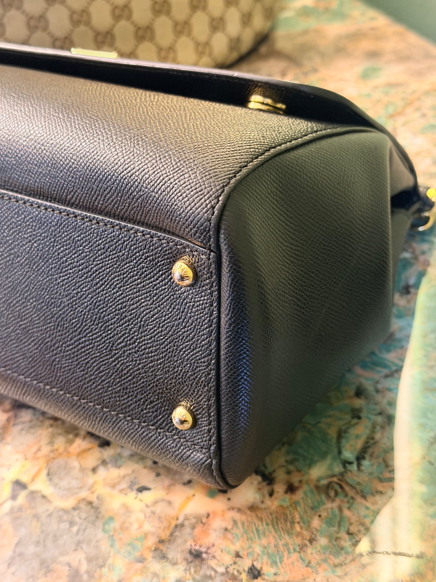 DOLCE & GABBANA BLACK MEDIUM SICILY HANDBAG