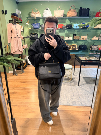 DOLCE & GABBANA BLACK MEDIUM SICILY HANDBAG