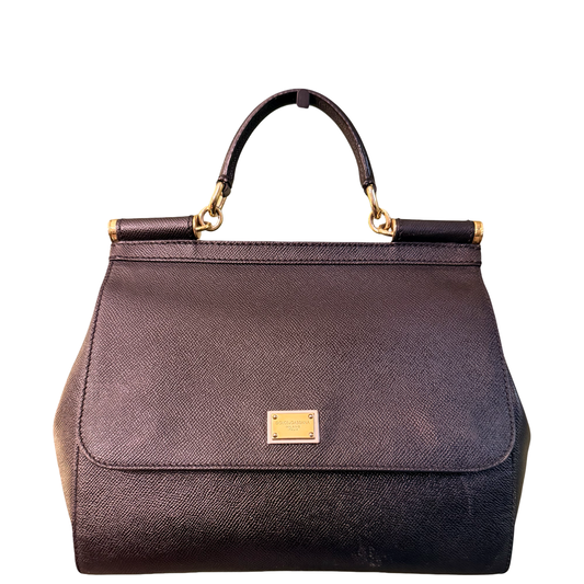 DOLCE & GABBANA BLACK MEDIUM SICILY HANDBAG