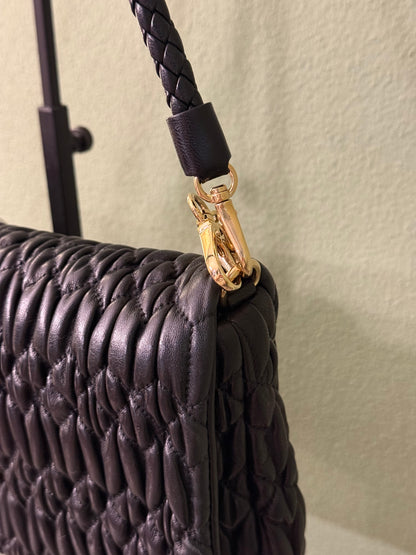 MIU MIU BLACK MATELASSE JEWEL CHAIN SHOULDER BAG