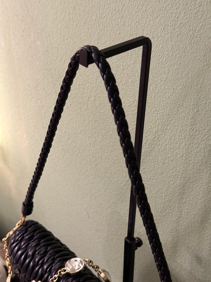 MIU MIU BLACK MATELASSE JEWEL CHAIN SHOULDER BAG