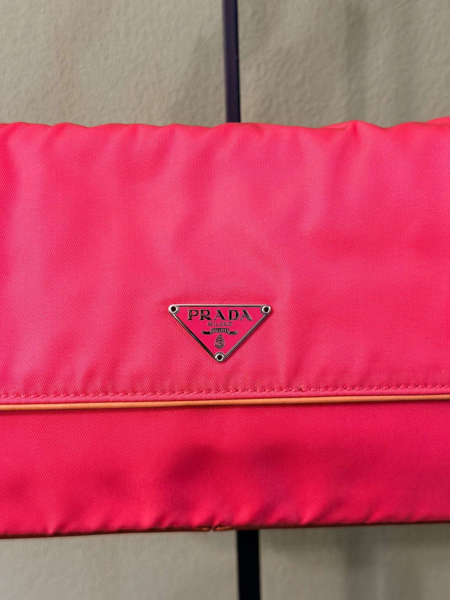 PRADA PINK NYLON SMALL SHOULDER BAG
