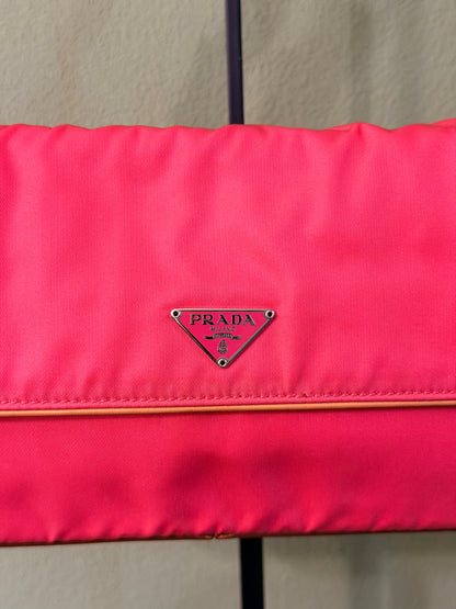 PRADA PINK NYLON SMALL SHOULDER BAG