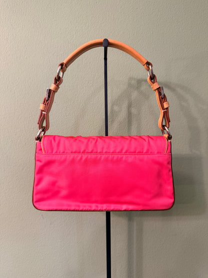PRADA PINK NYLON SMALL SHOULDER BAG