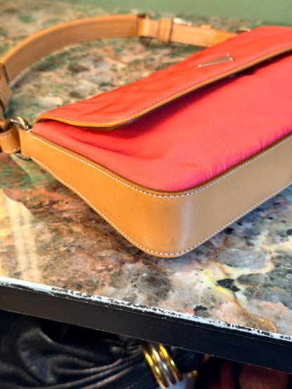 PRADA PINK NYLON SMALL SHOULDER BAG