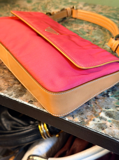 PRADA PINK NYLON SMALL SHOULDER BAG