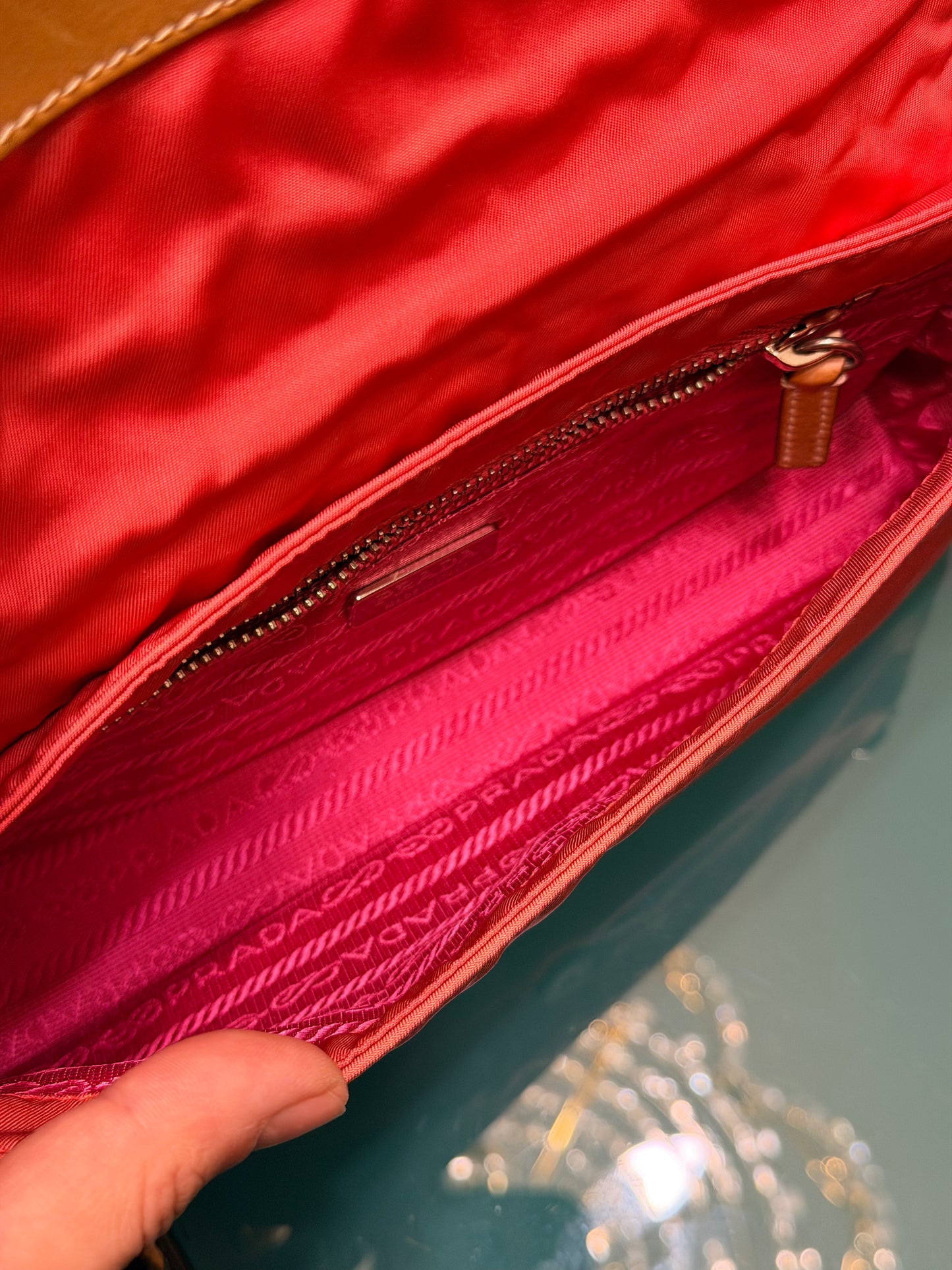 PRADA PINK NYLON SMALL SHOULDER BAG