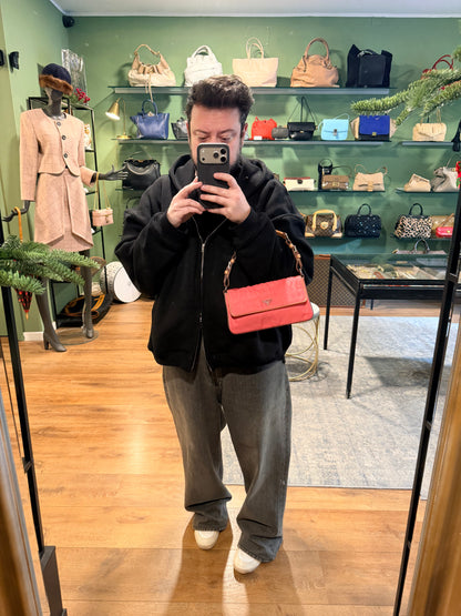 PRADA PINK NYLON SMALL SHOULDER BAG