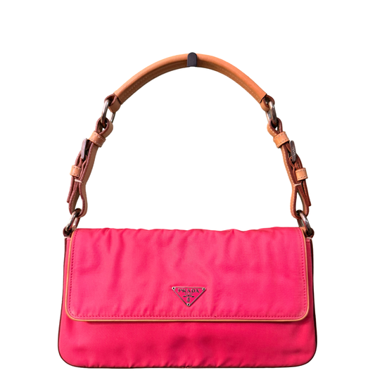 PRADA PINK NYLON SMALL SHOULDER BAG