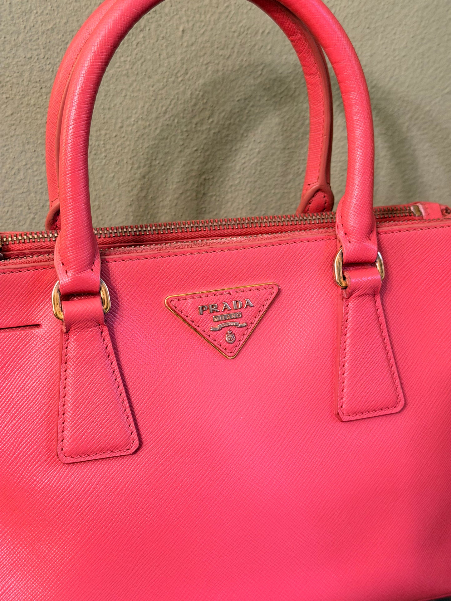 PRADA PINK SAFFIANO SMALL GALLERIA HANDBAG