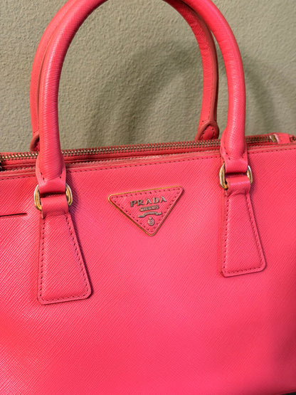 PRADA PINK SAFFIANO SMALL GALLERIA HANDBAG