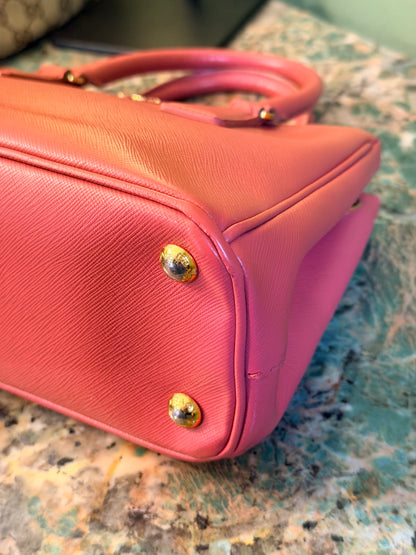 PRADA PINK SAFFIANO SMALL GALLERIA HANDBAG