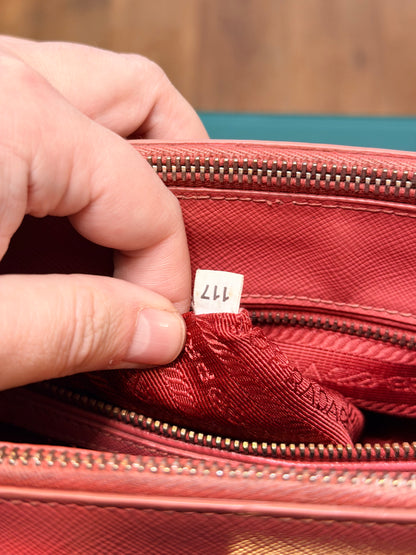 PRADA PINK SAFFIANO SMALL GALLERIA HANDBAG