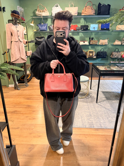 PRADA PINK SAFFIANO SMALL GALLERIA HANDBAG