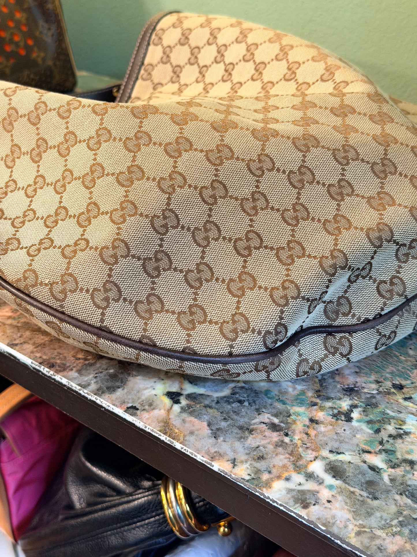 GUCCI BROWN MONOGRAM HOBO BAG