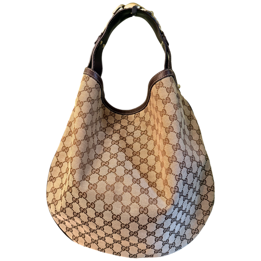 GUCCI BROWN MONOGRAM HOBO BAG