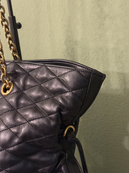 SAINT LAURENT BLACK QUILTED LARGE SHOPPER