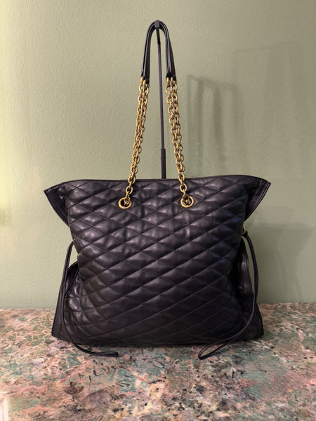 SAINT LAURENT BLACK QUILTED LARGE SHOPPER