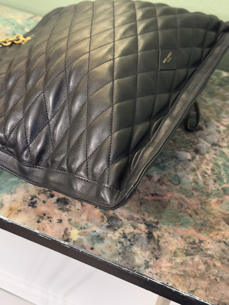 SAINT LAURENT BLACK QUILTED LARGE SHOPPER