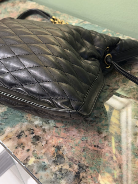 SAINT LAURENT BLACK QUILTED LARGE SHOPPER