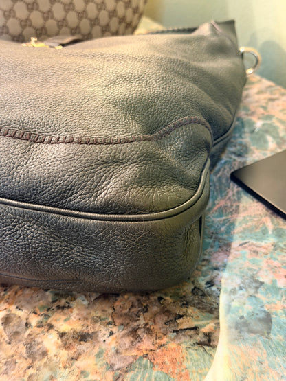 GUCCI METALLIC GREEN LARGE NEW JACKIE SHOULDER BAG