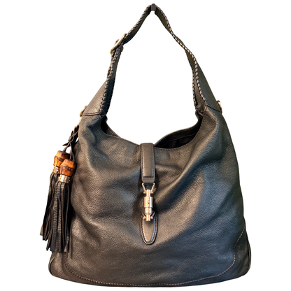 GUCCI METALLIC GREEN LARGE NEW JACKIE SHOULDER BAG