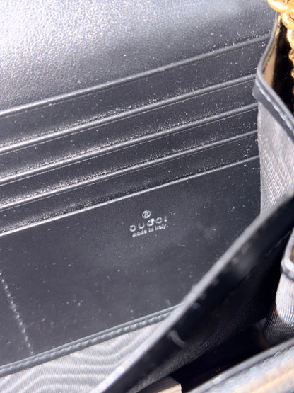 GUCCI BLACK MARMONT WALLET ON CHAIN